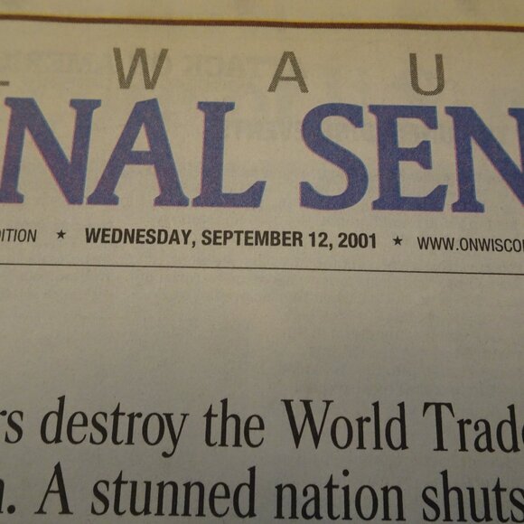 Milwaukee Journal Sentinel - September 12, 2001 - ATTACKED 9/11 Newspaper - Picture 4 of 4